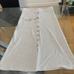 Striped Button-Down A-Line Skirt